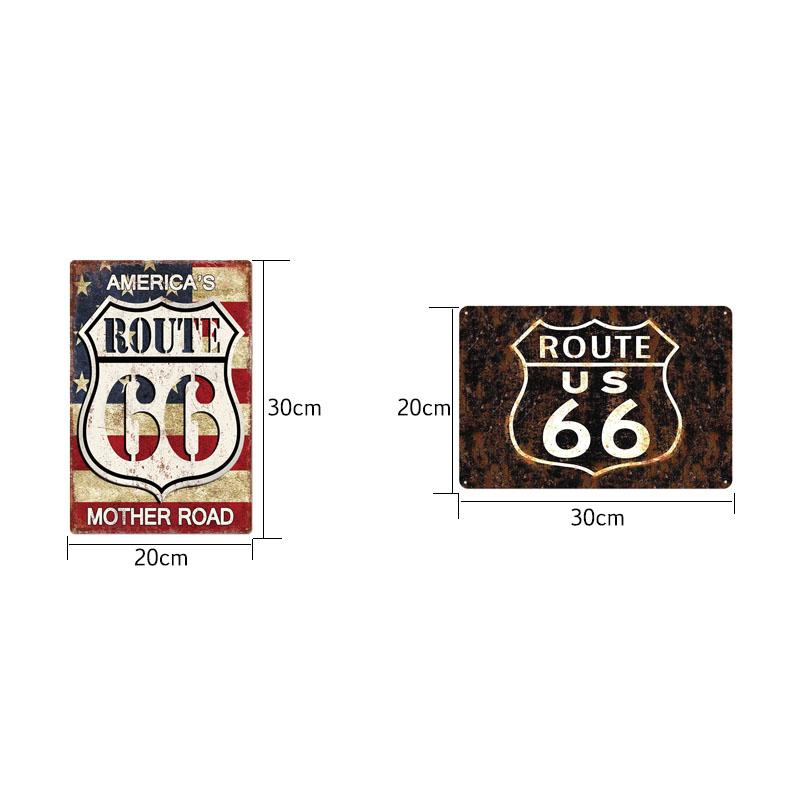 Vintage USA Route 66 Sign Metal Tin Plate Bar Pub Club Man Cave Wall Decoration Plaque Retro Poster Home Decor 30X20CM