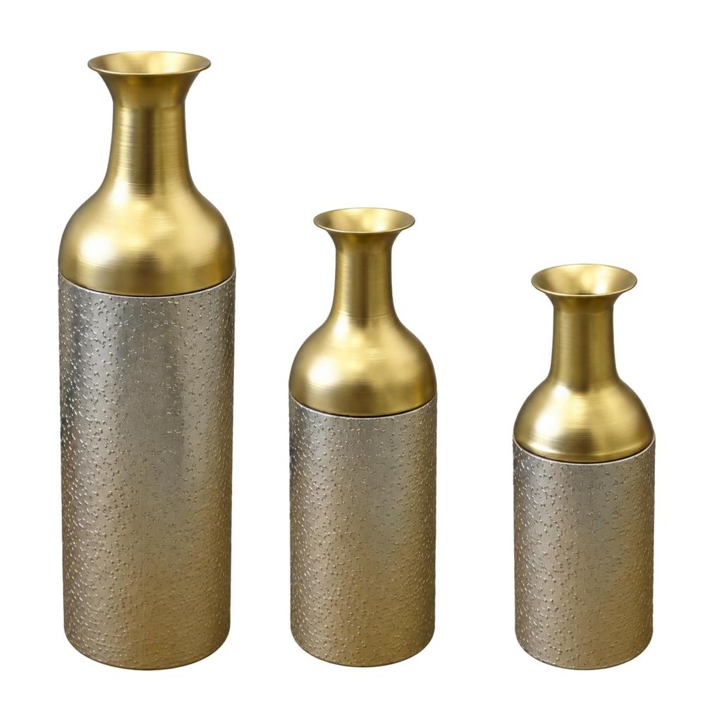 3 Pieces BiColor Metal Vase Decorative Tabletop Centerpiece Versatile for Living Room, Dining