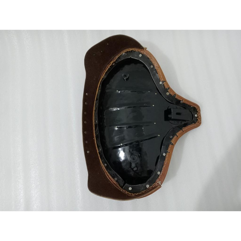 Solo Seat For Harley Brown Leather Skirt Knucklehead Panhead Shovel TC Bobber