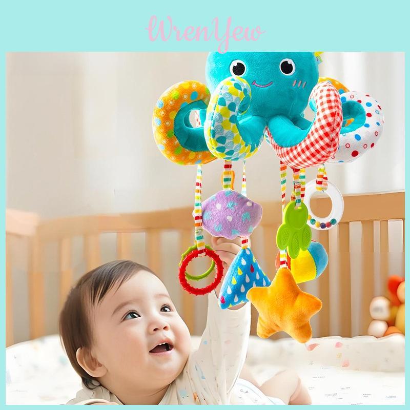 Baby Toy Car Mirror With Soft Plush Characters For Newborns And Infants