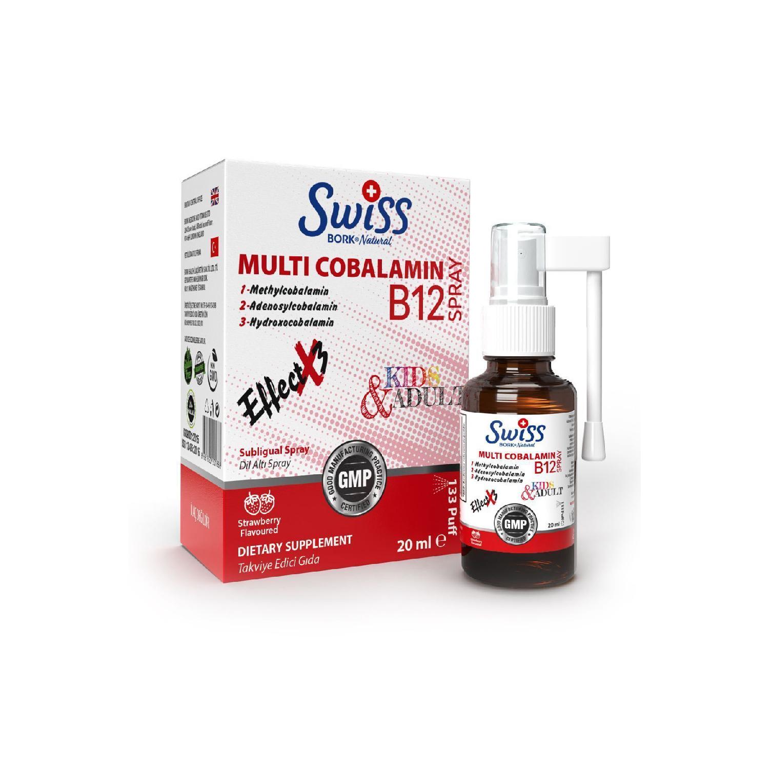 

Swiss Bork Methyl Cobalamin B12 Spray 20 Ml Strawberry Flavored B12 Multiicobalanine Spray Children And Adult