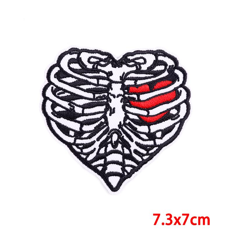 Drinking Coffee Skeleton Patches Skull Finger Letter Embroidery Patch For Clothing Thermoadhesive Patches On Clothes Punk Patch