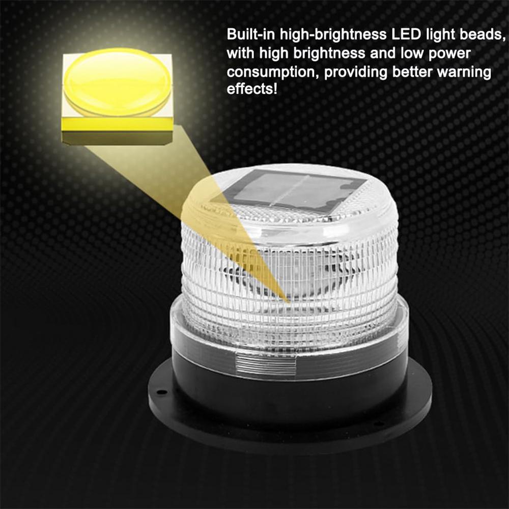 Solar LED Strobe Warning Light Police Flasher LED Stroboscopes Solar Powered Rescue Car Emergency Roof Lights with Magnet Base