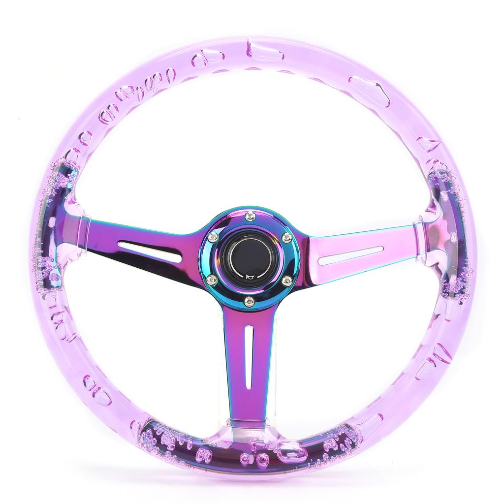 14in Car Steering Wheel Logo Horn Button Accessories Modification Fit for ATV Kart UTVPurple