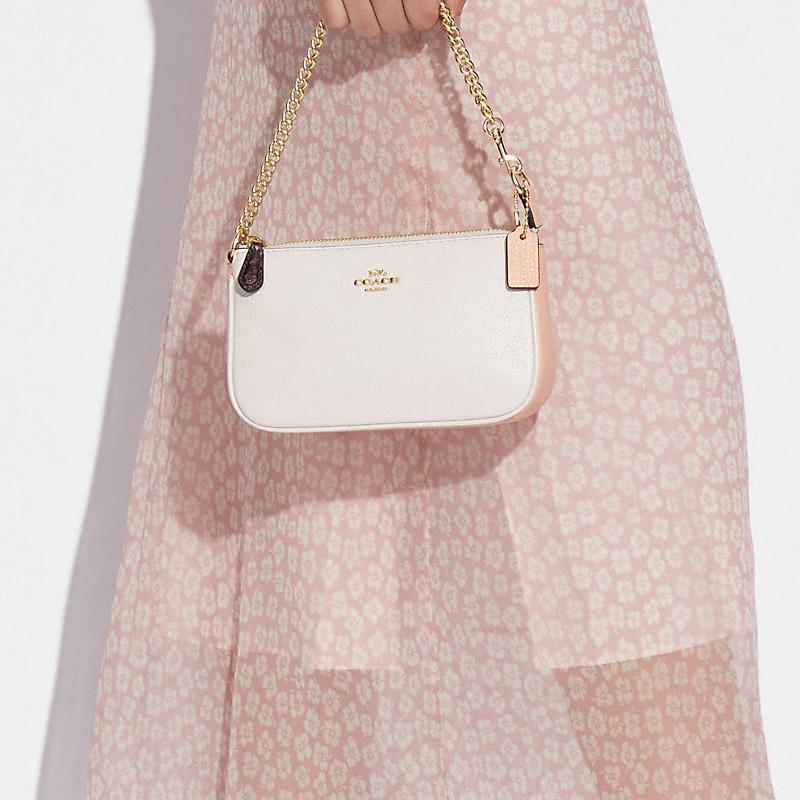 Coach Nolita 19 Chain Pebble Leather Wristlet Bag Women Handbags White CA443-IMCAH