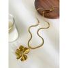 European and American Fashion Gold Plated Flat Snake Chain Large Flower Pendant Necklace for Women Waterproof Jewelry