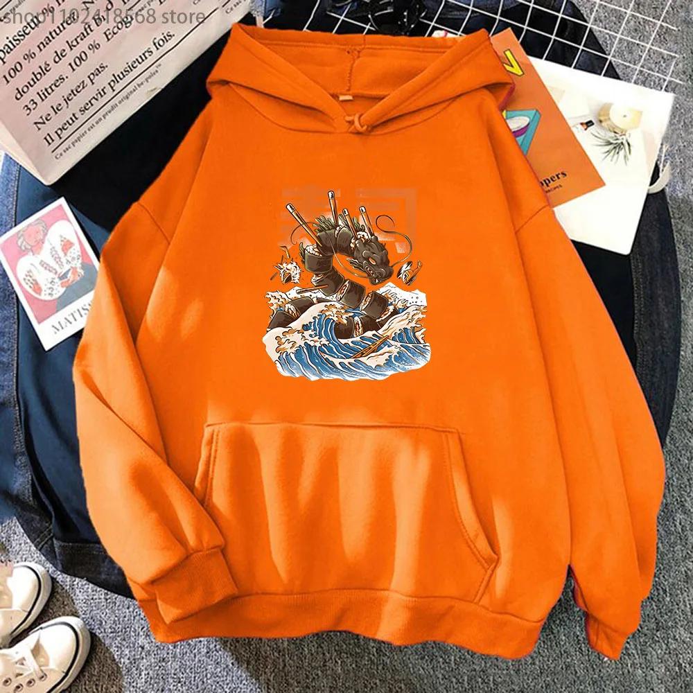 Great Sushi Dragon Hoodies Japanese Style Sweatshirt High Street Streetwear Women Clothing Men Pullover Y2k  Sudaderas