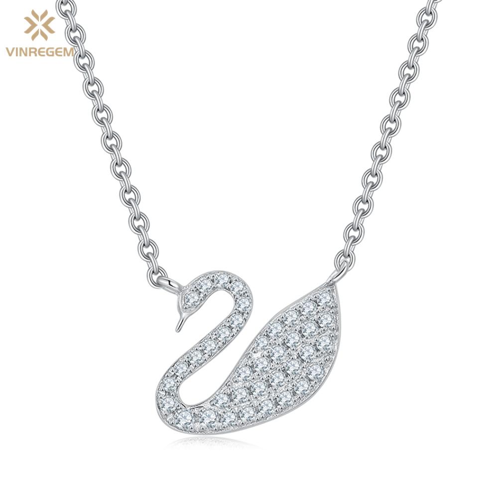 

Vinregem 3EX VVS1 D Цвет настоящий муассанит с бриллиантами, драгоценный камень, кулон в виде лебедя, ожерелье из 100% стерлингового серебра 925 пробы, ювелирные украшения для женщин