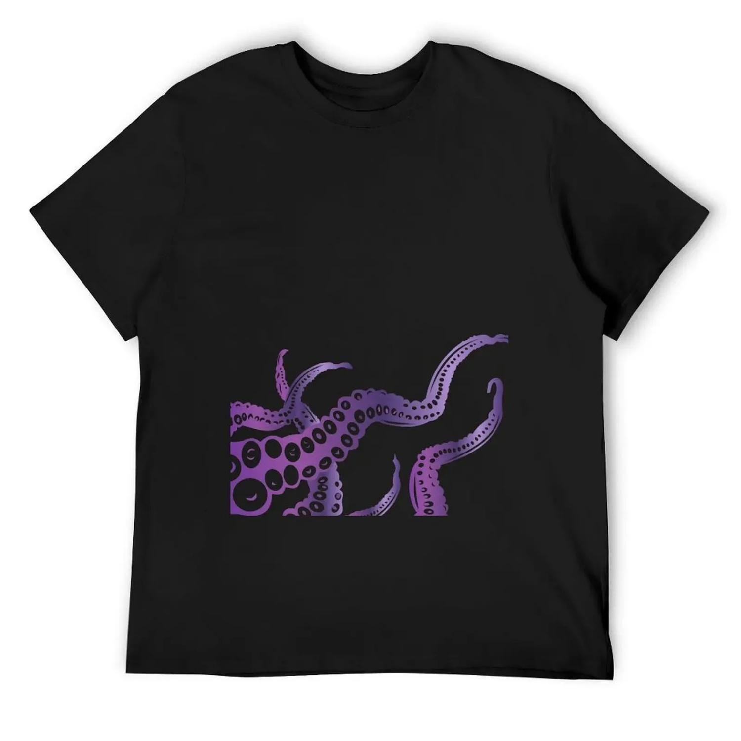 Octopus Design purple T-Shirt rapper graphic tees aesthetic clothes luxury t-shirt anime clothes men graphic t shirts S чёрный