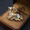 Year of The Sheep Goat Rhinestone Brooch Unisex Shiny Fashion Pin Beautiful Jewelry for Women Clothing Accessories