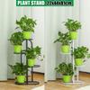 4-Tiers Holder Flower Pot Rack Garden Shelf Stand Outdoor Indoor Black White Iron Art Tree Design Plant Stand 22x44x81cm
