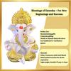 Ganesh Idol for Car Dashboard God Ganesha Idol for Home Decor Ganpati for Gift Home Office Table Shelves Diwali Gifting 3.5 Inches Gold White Mukut