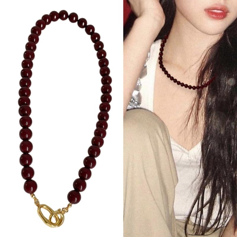 Beaded Necklace Glass Beads Copper 31-40cm Gold Plated Chain Double Toggle Clasp for Fashion Lovers Party Jewelry