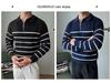 Men's Design-Inspired Half-Zip Striped Sweater: Autumn/Winter Casual Long-Sleeve Knitwear with Loose Lapel