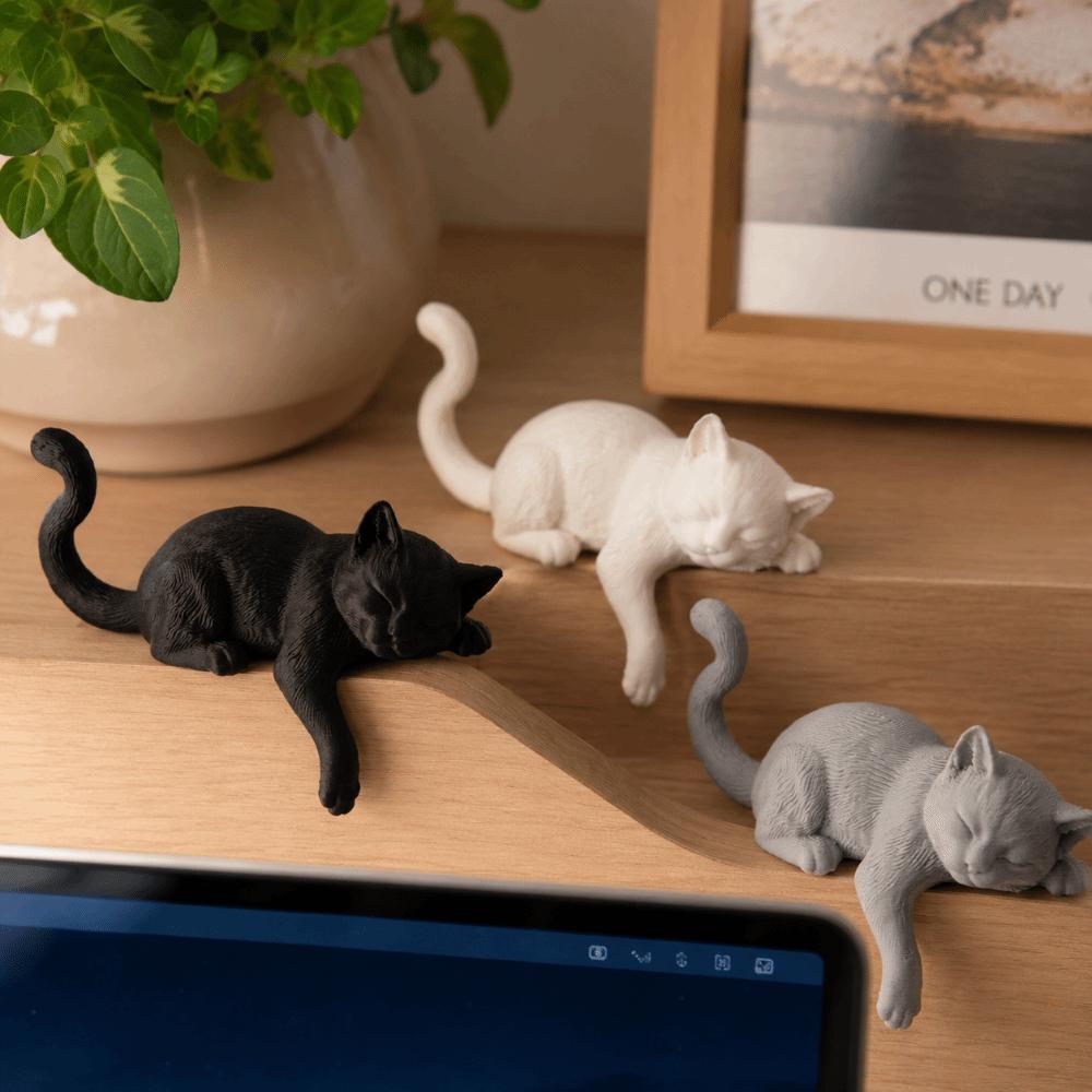 Enfeite de Gato Dormindo Impresso em 3D Estátuas Decorativas Criativas de Gato Decorações de Gato para Mesa Uso em Desktop