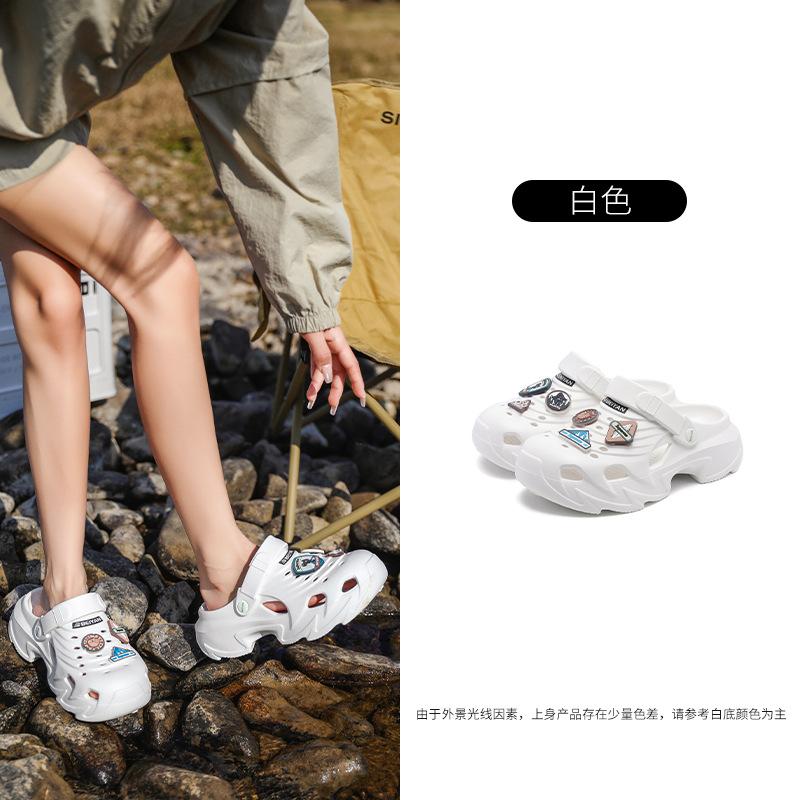 

Женские летние мягкие нескользящие дышащие шлепанцы на толстой подошве, увеличивающие рост, пляжная обувь из ЭВА, дезодорирующие и износостойкие, с закрытым носком 44/45