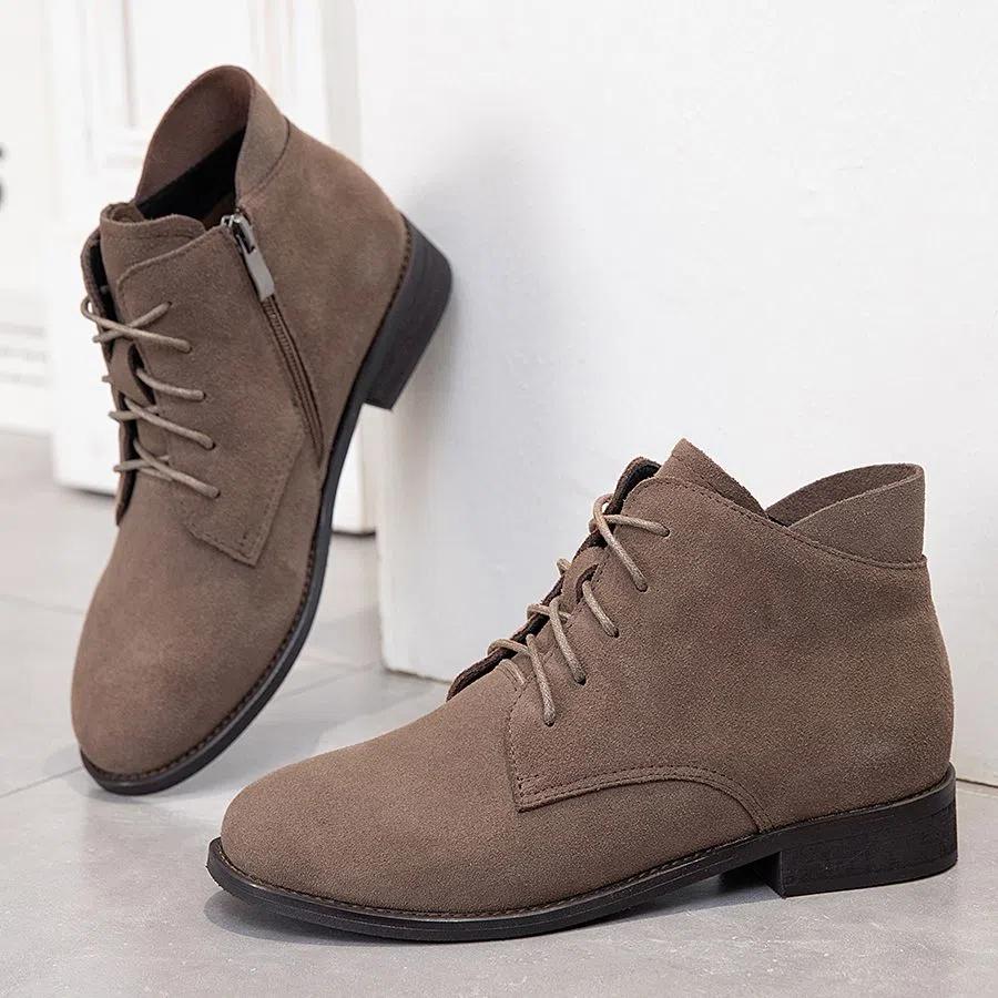 Fashion GKTINOO Women Chelsea Boots 2025 Autumn Winter New Genuine Leather Fashion Casual Shoes Women Cow Suede Lace-up Ankle Boots
