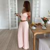 Korean-style Gentle Pink Patchwork Camisole Paired with Wide-leg Pants Set, Comfortable Two-piece European and American Summer for Women