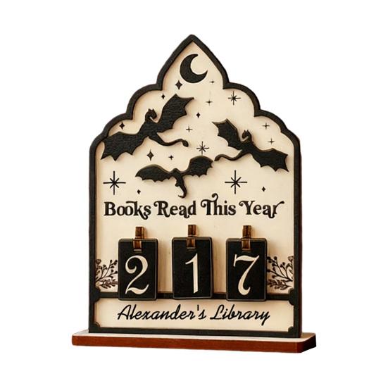 Book Read This Year Counter Wooden Sign Reading Tracker for Bookshelf Home Library Decor Book Lover Gift for Librarian Reader Teacher