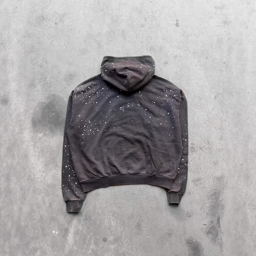 Cross-border new high street new street trend printing two-piece zipper hooded sweater telescopic leggings