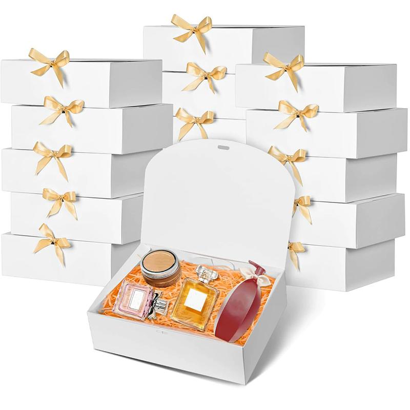 WTEMPO 10PCS Kraft Paper Gift Boxes with Ribbon Bow Multipurpose Jewelry Display Packaging Ideal for Bridesmaid Gifts Wedding Favors