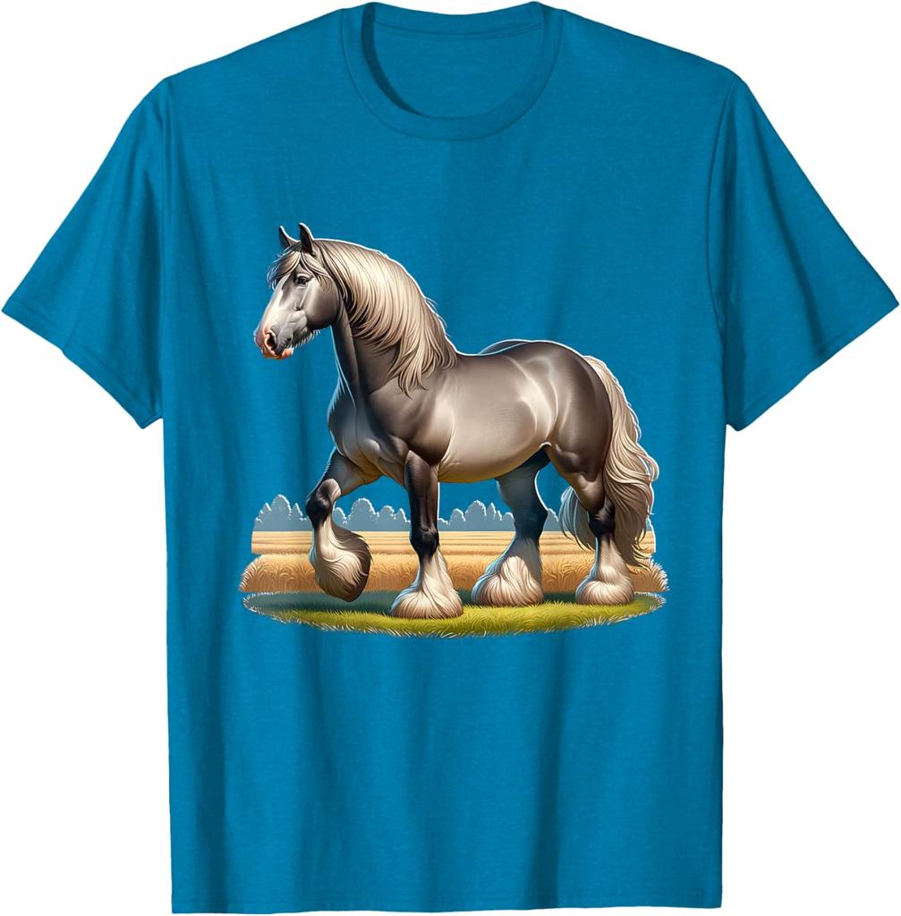 Majestic Belgian Draft Horse Graphic Print Men's Casual Cotton T-Shirt Trip Wear