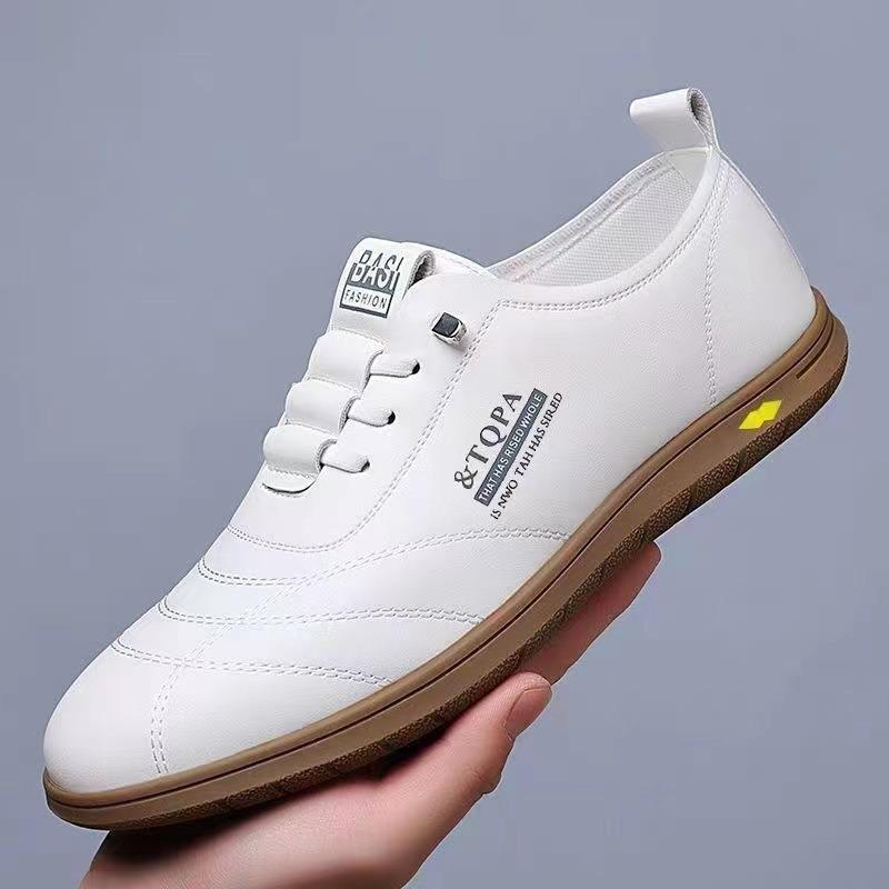 Business leather shoes breathable lightweight soft-soled casual shoes little white shoes British comfortable one-pedal Doudou men's shoes