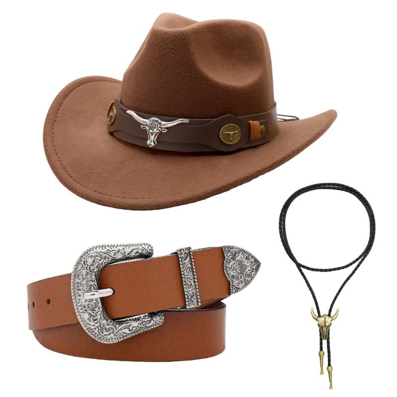 Western Cowgirl Costume for Adults Cowgirl Hats Buckles Belt Necklace Halloween Fancy Dress Accessories Western Outfits