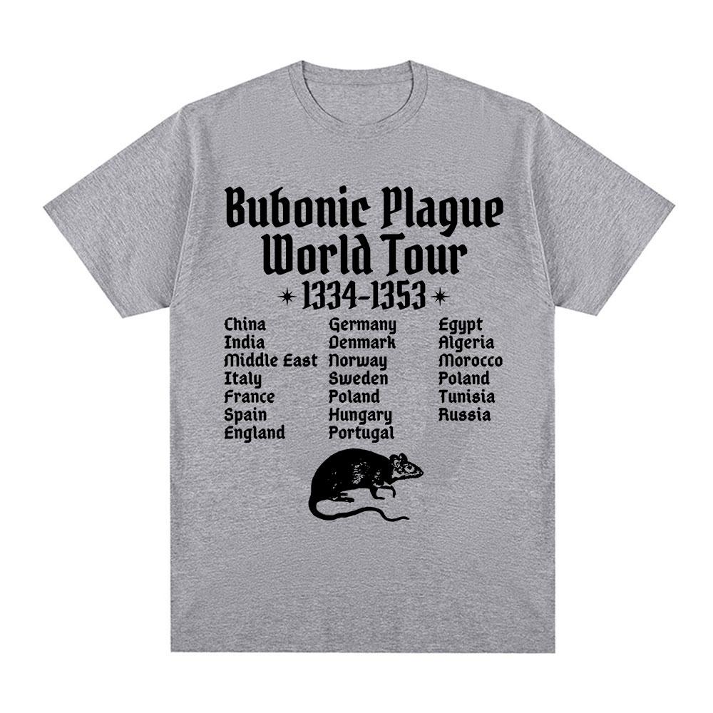 Bubonic Plague World Tour T-shirt Men Women Funny Mouse Rat Meme Gothic T Shirt Vintage Casual Oversized T Shirts Streetwear