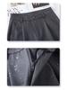 Women's Gray Wide-Leg Suit Pants: 2025 Spring/Summer Draping Straight-Leg Loose Trousers