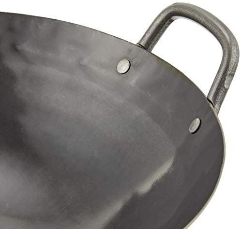 Yamada Iron Hammered Chinese Pot with Handle, 27cm (1.2mm Thickness), Black