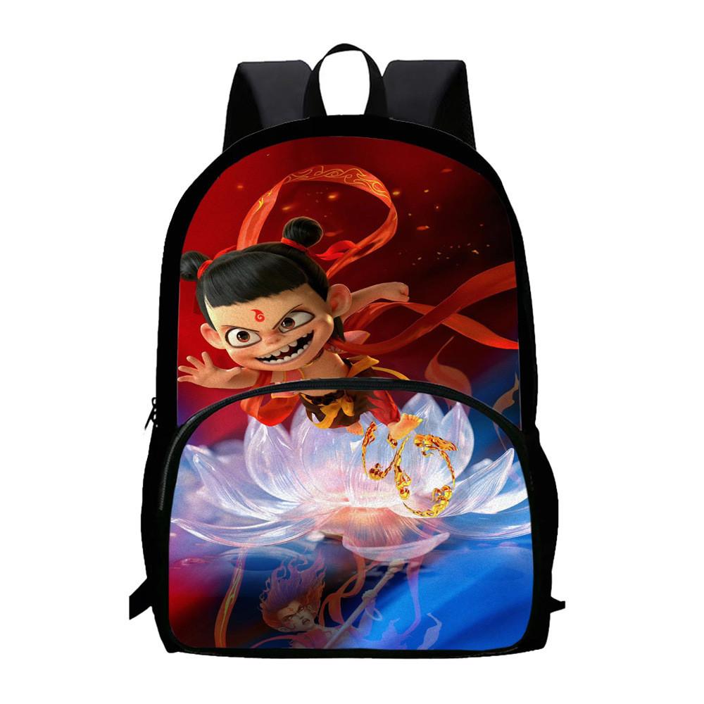 Durable Backpack Nezha Oxford Bookbag For School Use Large Capacity Gift Bag