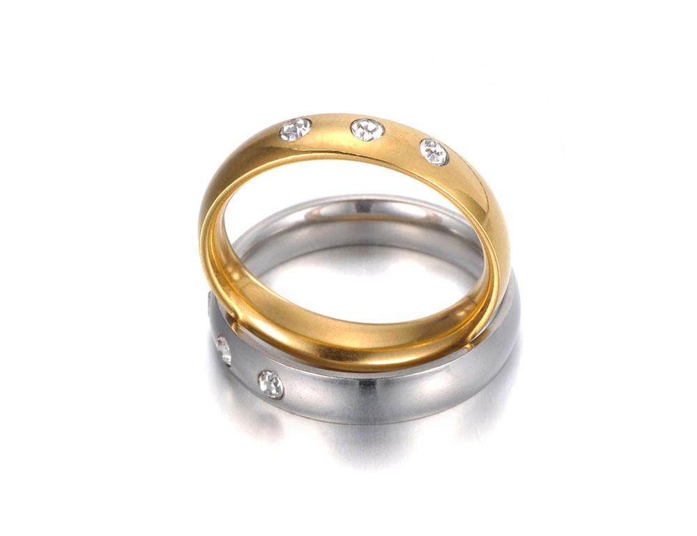 Trendy Gold Color s CZ Crystal Party Rings For Women Girls 316L Stainless Steel Wedding Engagement Ring Jewelry R19031