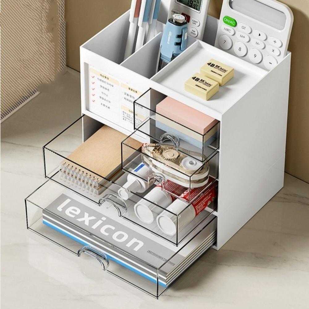 Multi-Function Pen Holder Storage Box Stackable Reasonable Partition Desk Storage Rack Simple Style Desk Shelf