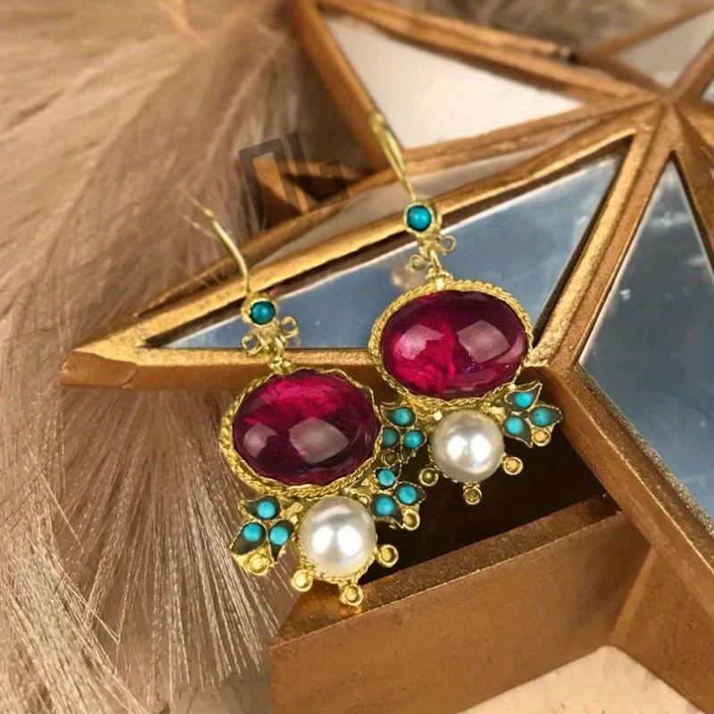 Vintage Elegant Exquisite Pendant Earrings Classical Style Colorful Women's Earrings Daily Banquet Party Date, Birthday Gift