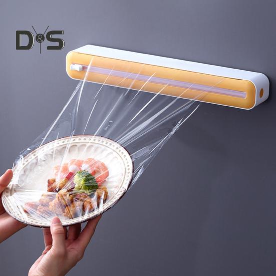 Műanyag Fólia Adagoló Csúszkás Vágóval Állítható 2 az 1-ben Élelmiszer Ragasztófólia Tekercstartó Vágószerszámok Konyhai Kütyük