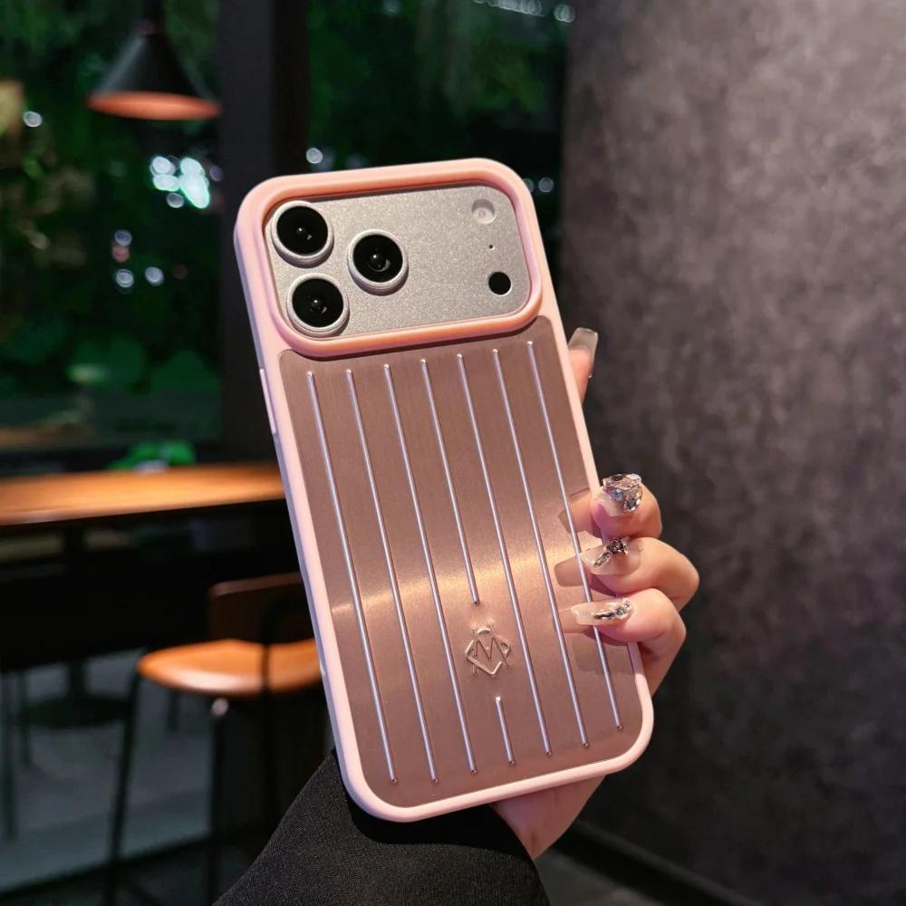 

3D Чохол-Валіза Металевий З Приємним На Дотик Покриттям для IPhone 17 Pro Max 16 15 14 13 для Rimowa Алюмінієвий Сплав Задня Захисна Кришка з Подарунковою Коробкою iPhone17 Pro білий