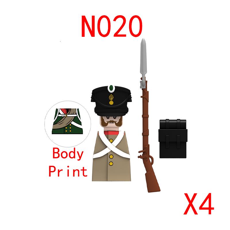 Napoleonic War Military Building Blocks Mini Bricks Figures Gifts Weapons Funs Equipments Russian France UK Italy Solider Toys