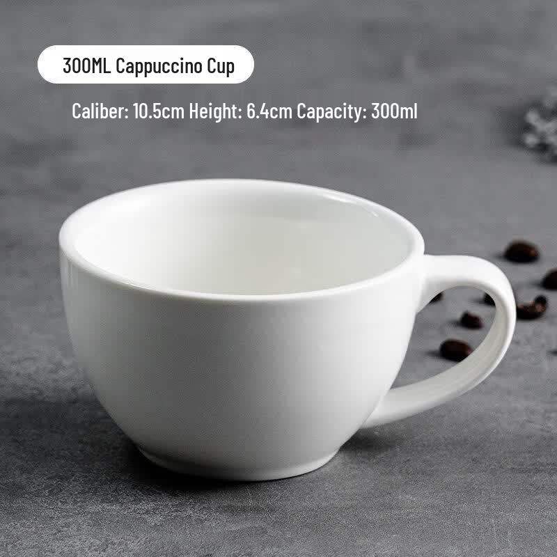 Qiwei Commercial Pure White Ceramic Cappuccino Cup Set