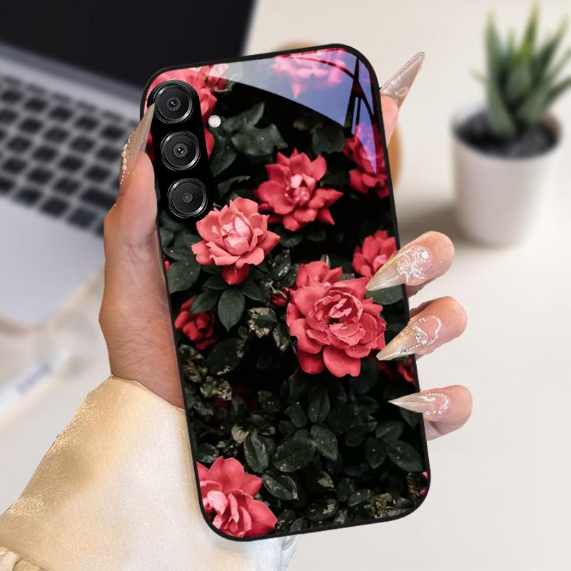Fashion Coque For Samsung A55 A56 Case A25 A26 Tempered Glass Phone Cover For Galaxy A15 A35 A36 Hard PC Glass Protective Fundas