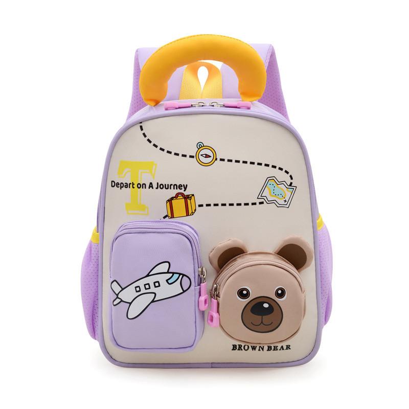 Blocking Cute Color Design Airplane Capybara Gift Printed Backpack Children