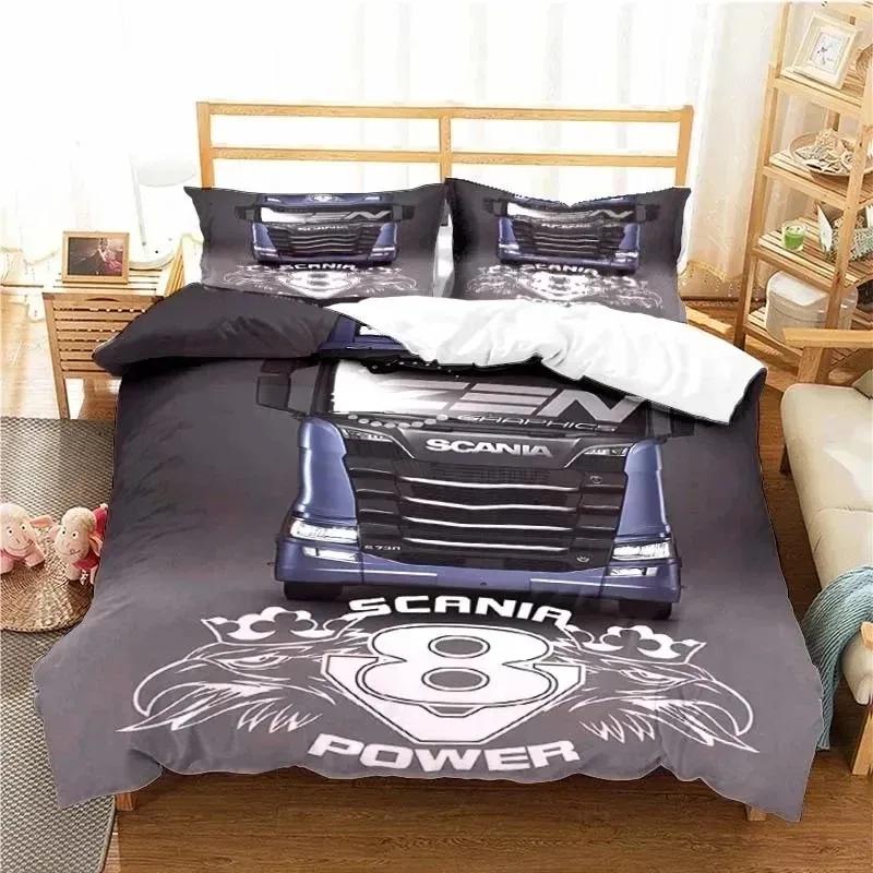 Scanias Truck Logo Bedding Set Boys Girls Twin Queen Size Duvet Cover Pillowcase Bed Kids Adult Fashion Home Textile