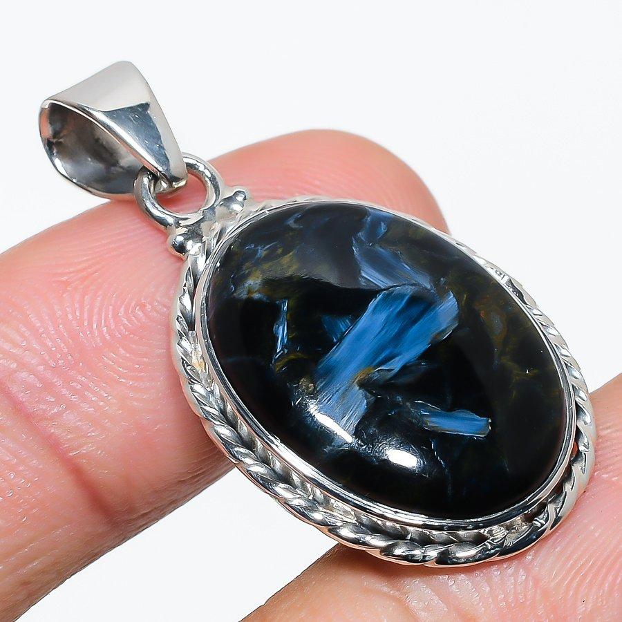 Natural Pietersite Gemstone 925 Solid Sterling Silver Jewelry Pendant 1.50" I6T98