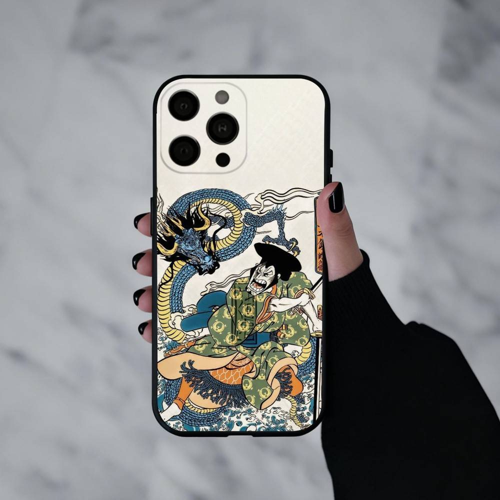 J-Japan Ukiyo-e S-Samurai Sea Phone Case For iPhone 17pro, 16,15,14,13,12,11 X XR Plus,Others Soft Black Cover
