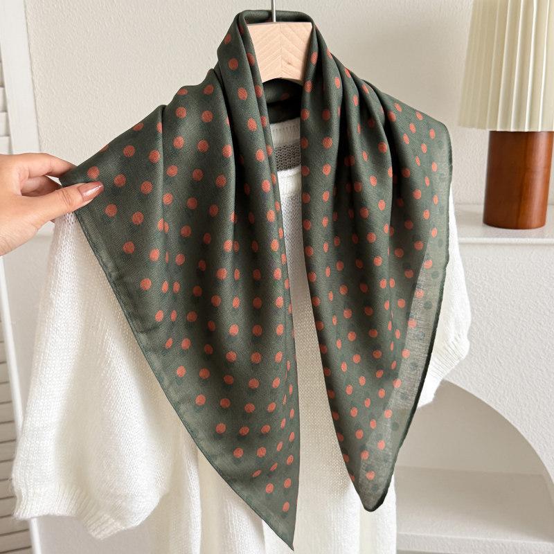 Qiandongge Camellia Cotton and Linen Small Square Scarf Silk Scarf New Women's Thin Imitation Velvet Shawl Scarf Headscarf Scarf