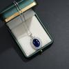 925 Sterling Silver Vintage Full Diamond Blue Zircon Necklace Birthday Party Anniversary Wedding Gift