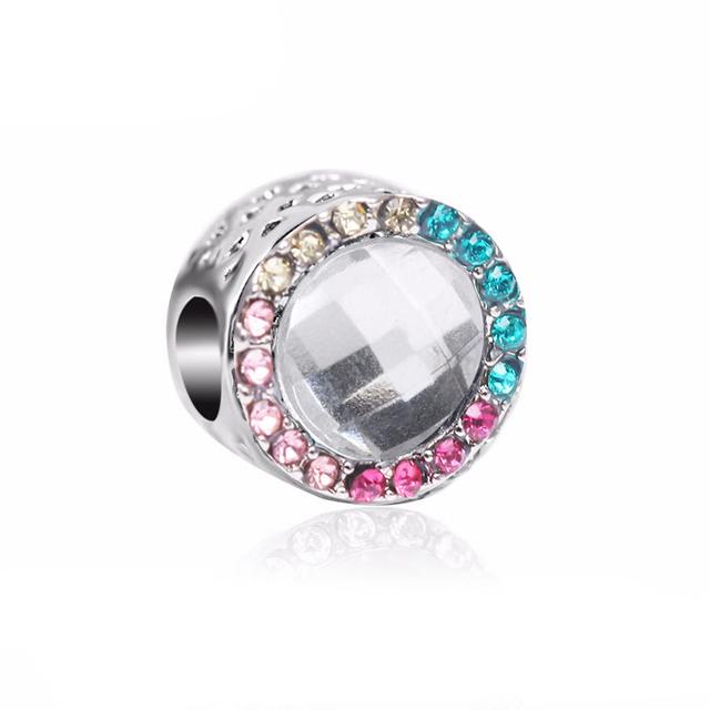 2pcs Colorful Crystal Charm Beads Fit Original Brand Charms Bracelets Necklaces Silver Color Women 'S Bracelet Diy Jewelry Making