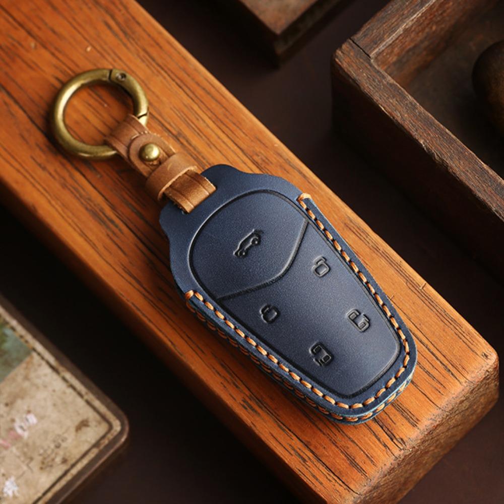 Genuine Leather Car Key Case Cover for 2024 VOYAH Dreamer PHEV EV Zhuoguang PHEV Full Protection Key Shell