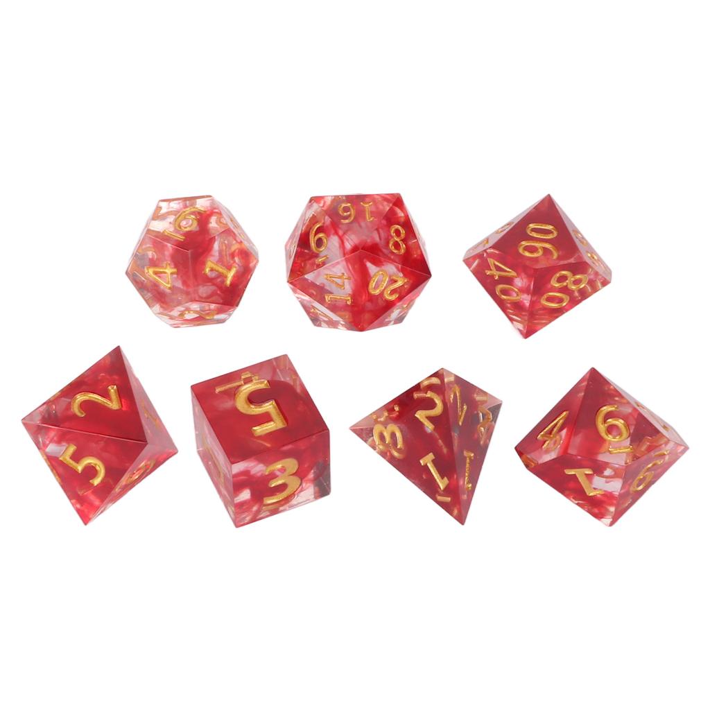 7pcs Resin Dice Set Different Polyhedral Shapes Clear Numbers Board Game Dices for Role Playing