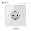 Ultra Thin Glass Wall Switch EU UK Standard 16a Socket Large Panel Wall Light Square Switch Socket 86mm Home Hotel Decoration 3